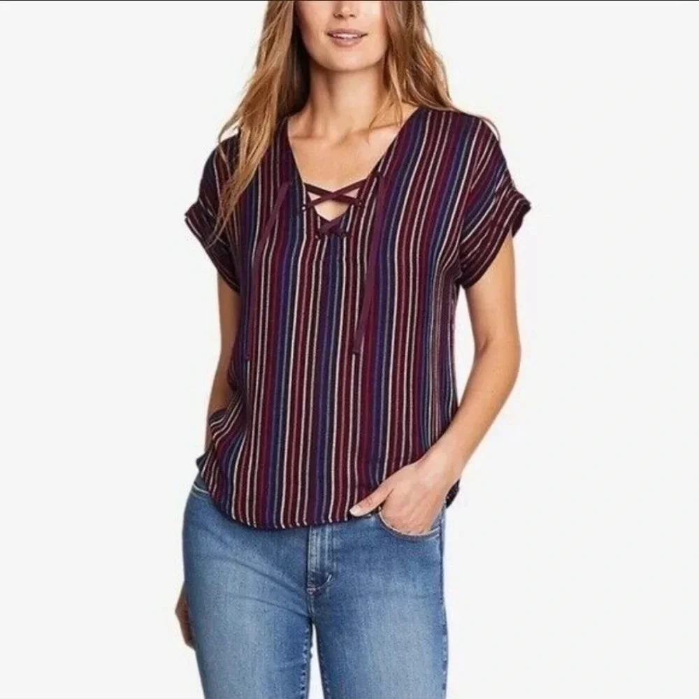 Eddie Bauer | Multi-Colored Striped Shirt Sz M